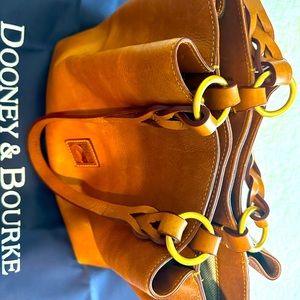 Dooney & Bourke Brown Leather Tote with Gold Accents